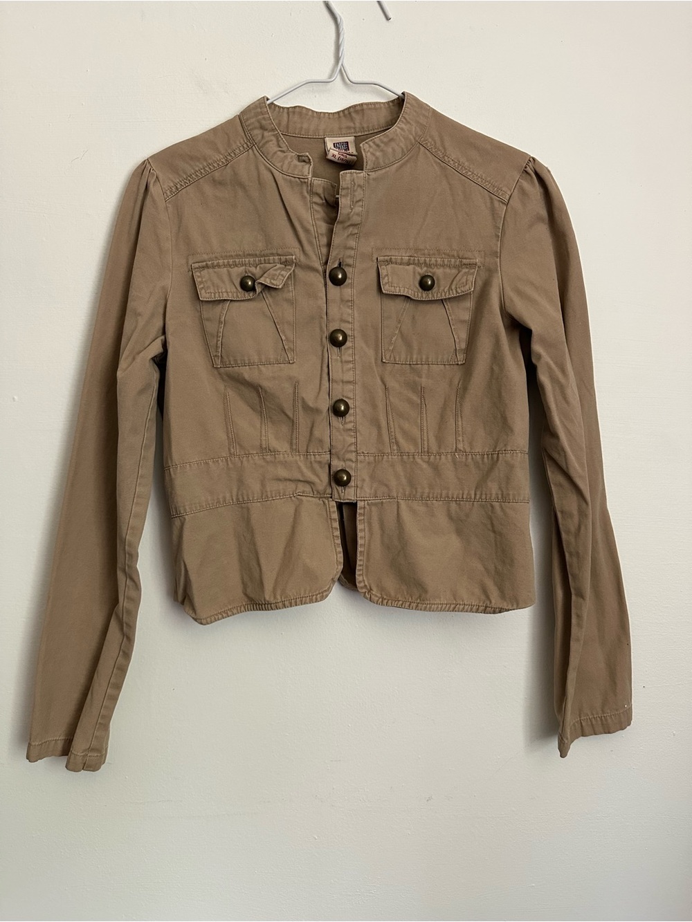 Girl’s Y2K Faded Glory Cropped Khaki Utility Coat